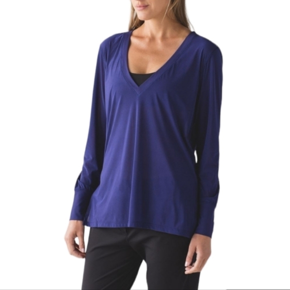 LULULEMON athletica Get Low Long Sleeve vneck mesh top - Picture 2 of 8